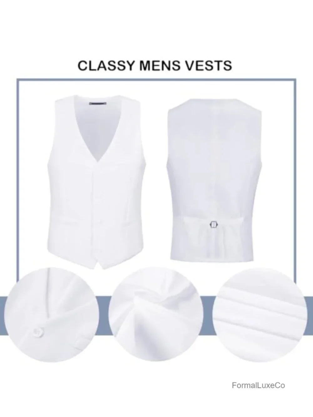 Slim Fit 2-Piece Men's Vest & Pants Suit Set for Wedding, Prom, Business